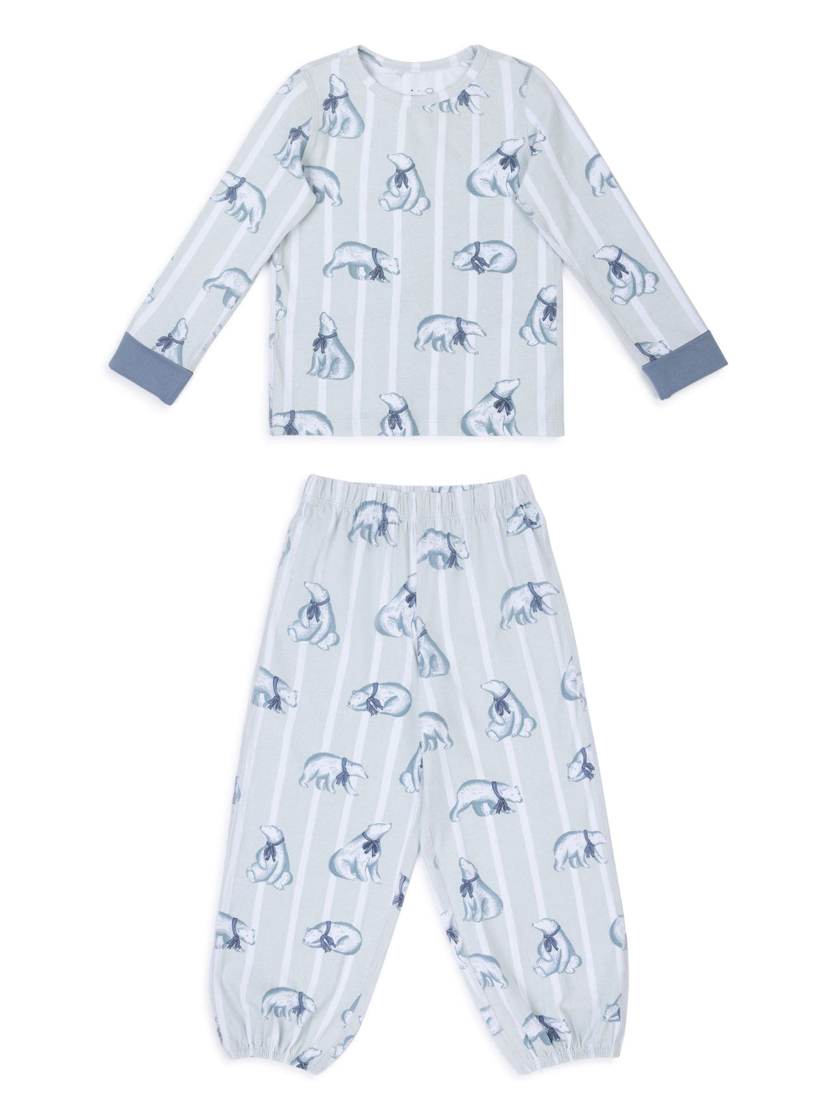 Chelsea Peers White Kids Cotton Polar Bear Stripe Print Long Pyjamas Set - image 7