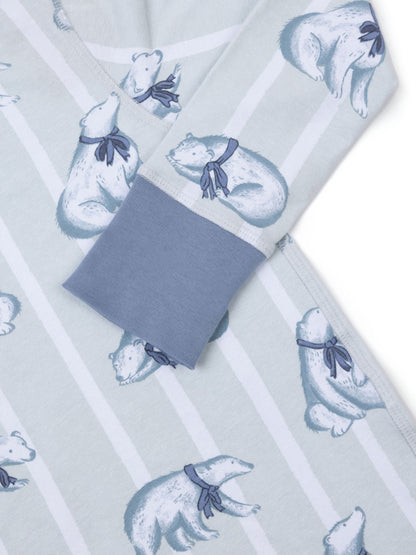 Chelsea Peers White Kids Cotton Polar Bear Stripe Print Long Pyjamas Set - image 8