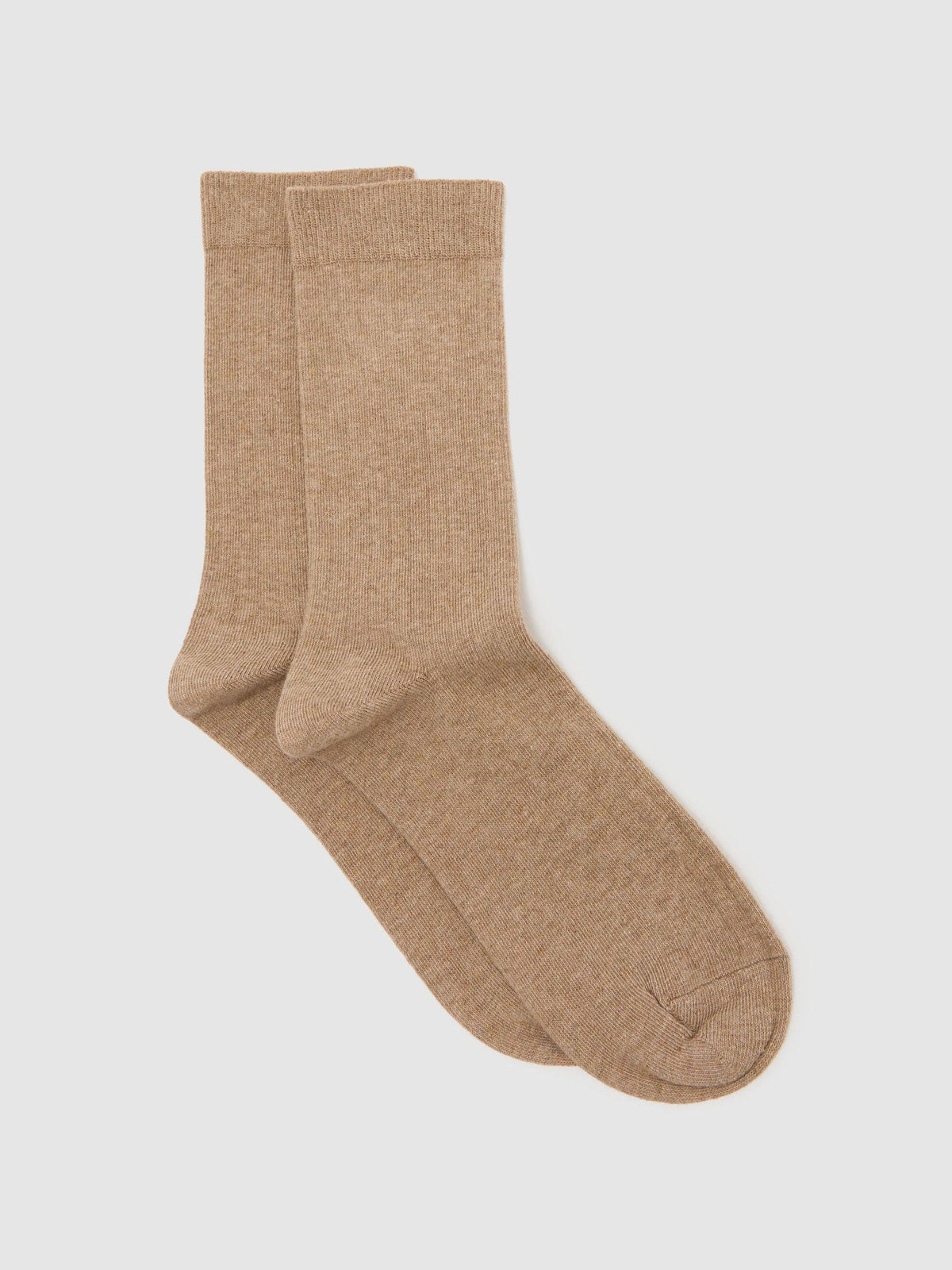 Reiss Dark Taupe Felicia Cotton Blend Ribbed Loafer Socks - image 1