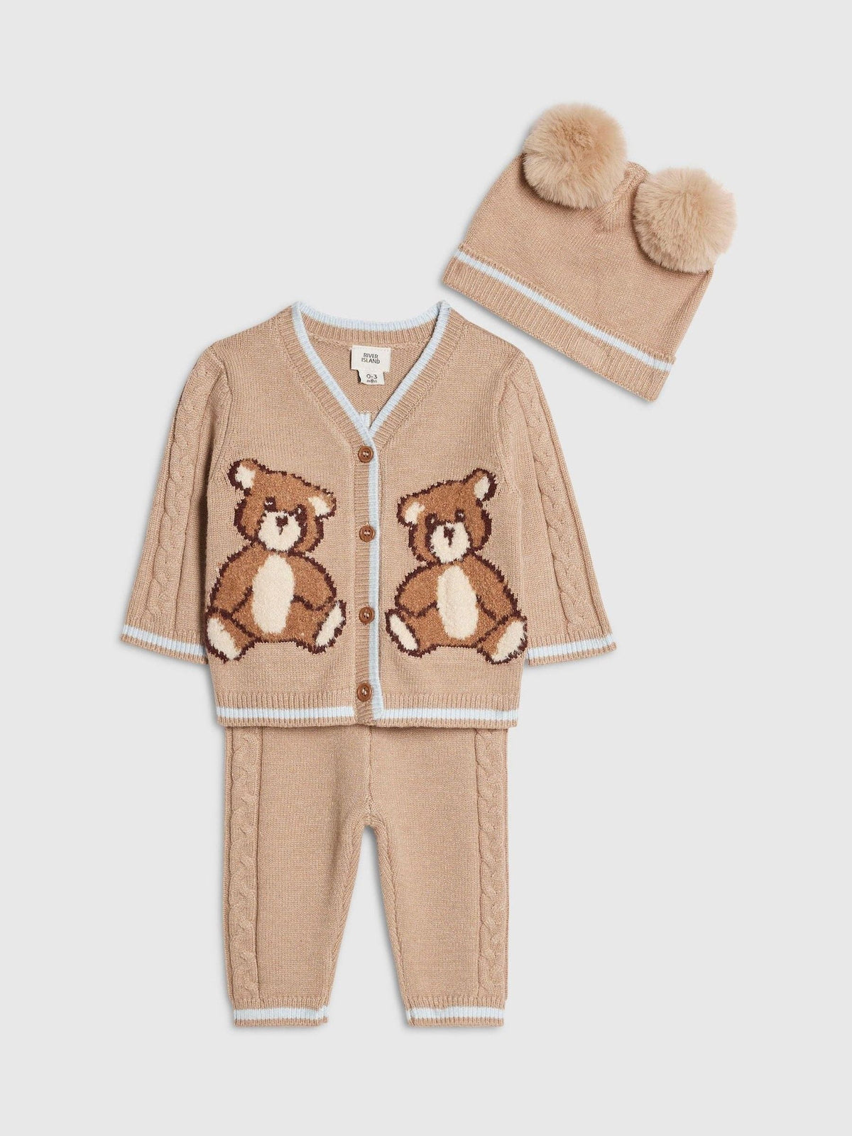 Dsiney Kidz - River Island Brown Born to be Awesome Cardigan & Leggings Set image 2