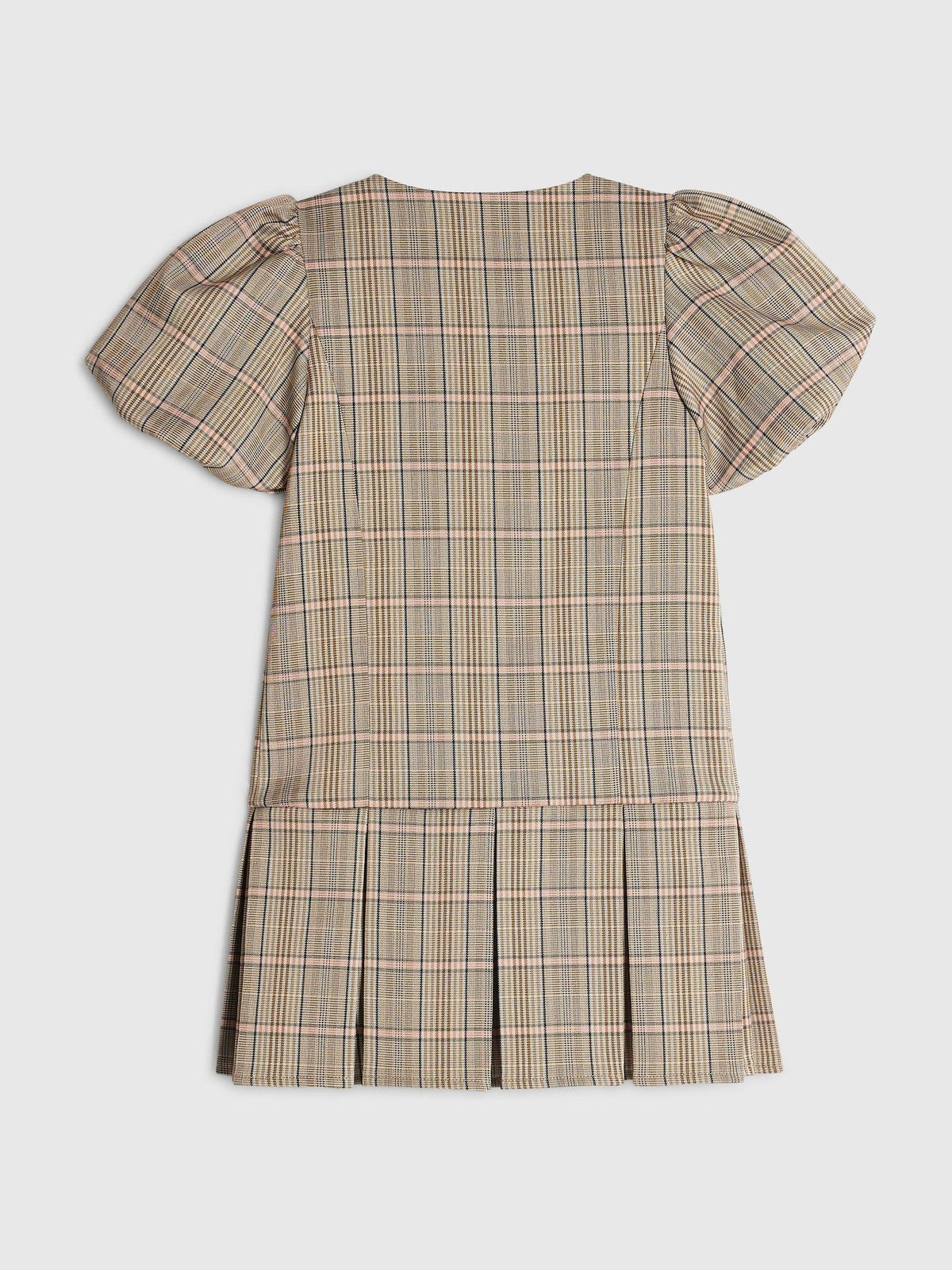 Dsiney Kidz - River Island Brown Checked Bow Hem Pleated Dress image 2