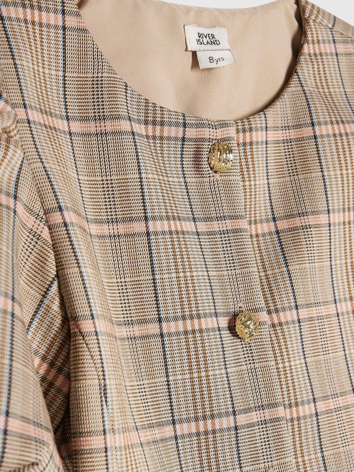 Dsiney Kidz - River Island Brown Checked Bow Hem Pleated Dress image 3