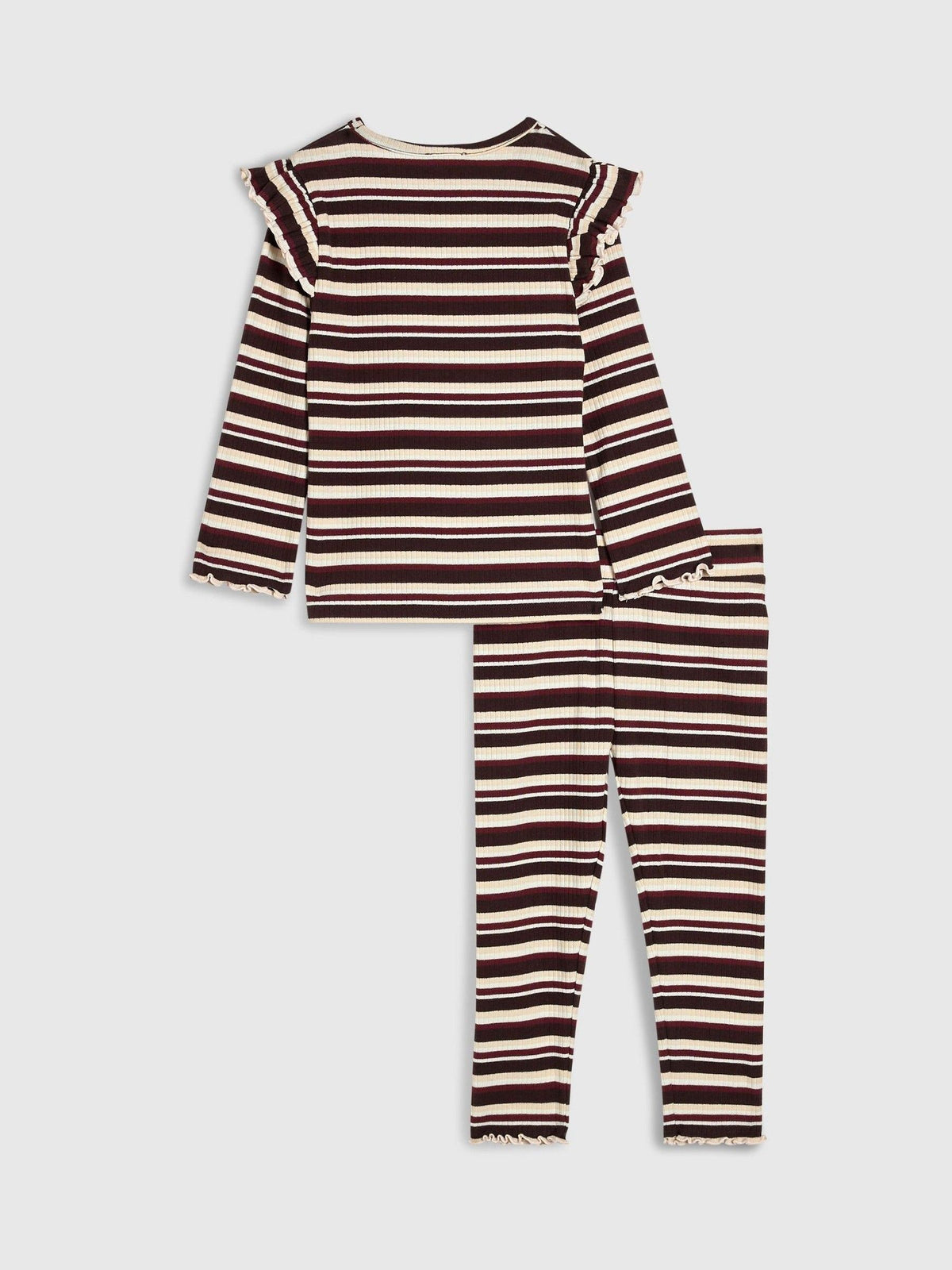 River Island Red Striped Frilled Ribbed Top & Leggings Set - image 2
