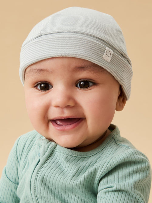 MORI Blue Stripe Supersoft Baby Hat image 1