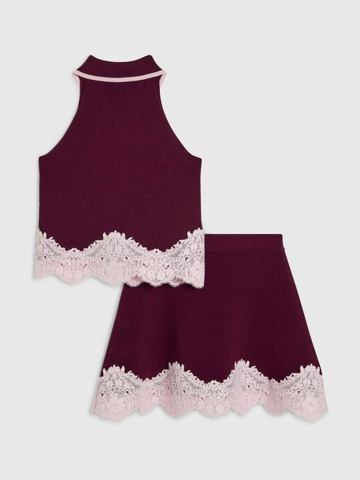 River Island Red Lace Hem Polo Top & Skirt Set - image 2