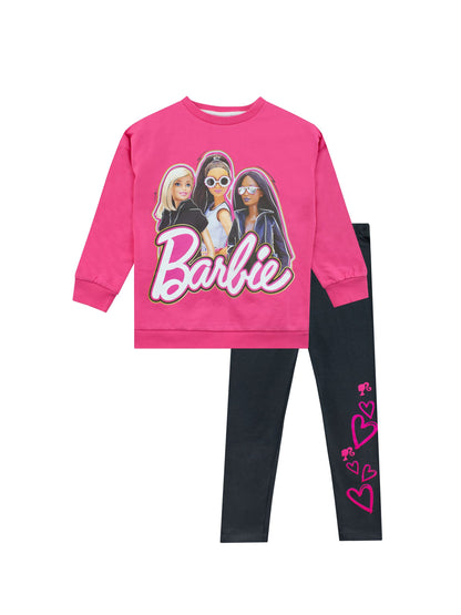 Character Pink Barbie Sweatshirt And Leggings Set - image 1