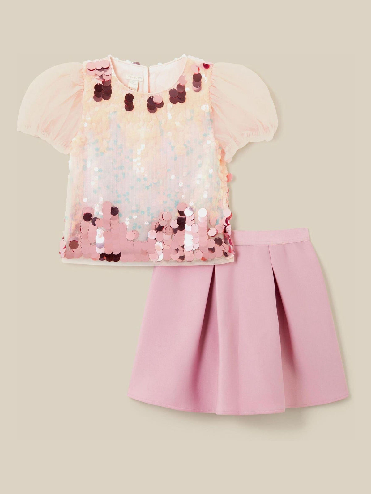 Monsoon Pink Ombré Sequin Top & Scuba Skirt Set - image 1