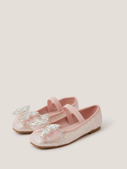 Monsoon Pink Sparkle Butterfly Ballet Flats - image 1
