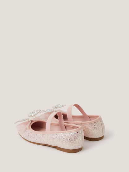 Monsoon Pink Sparkle Butterfly Ballet Flats - image 2