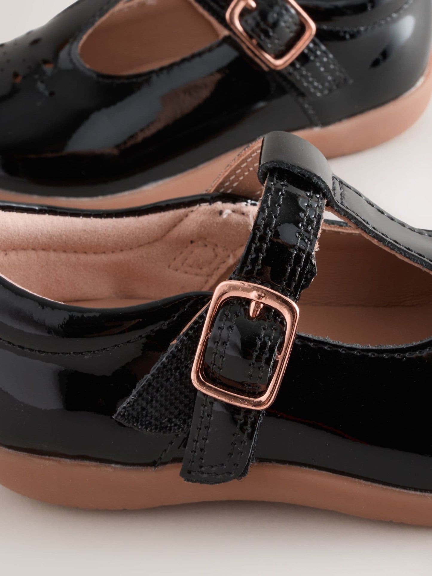 Black Patent Leather Standard Fit (F) First Walker T-Bar Touch Fastening Shoes image 5