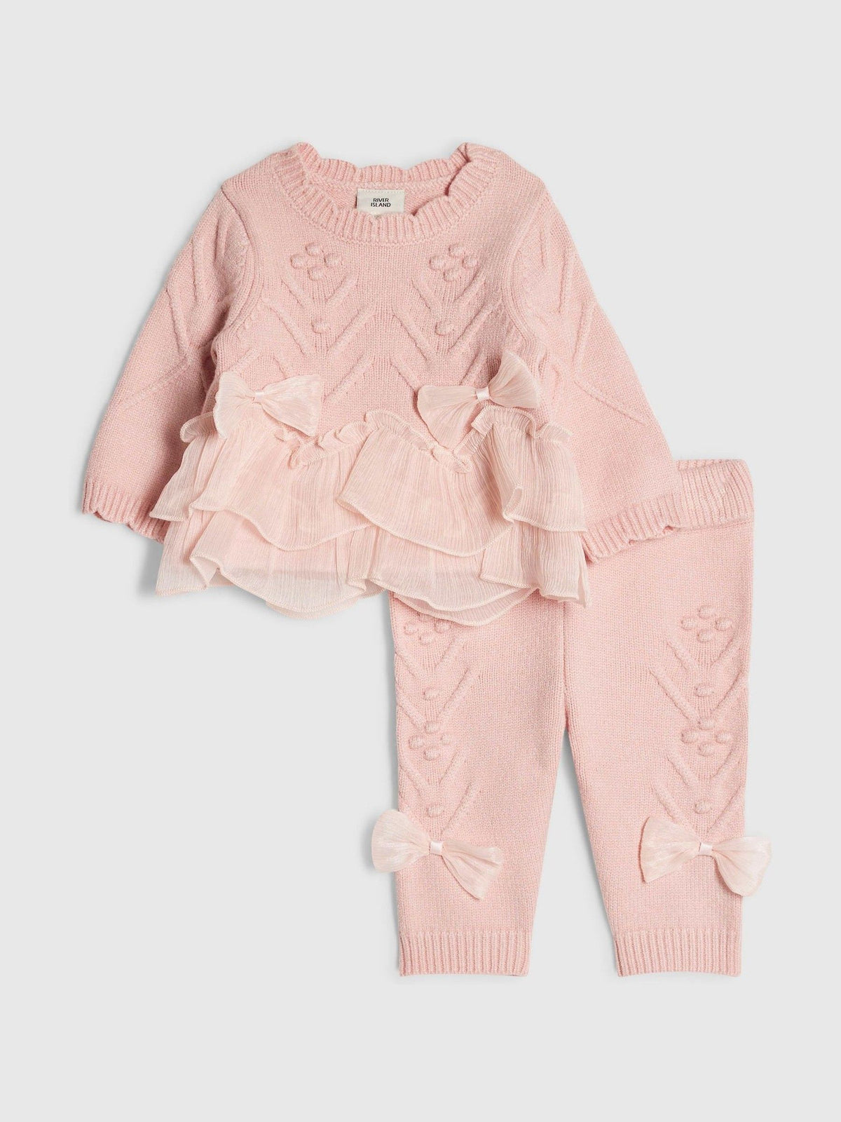 River Island Pink Bow Tulle Knit Legging Set - image 1