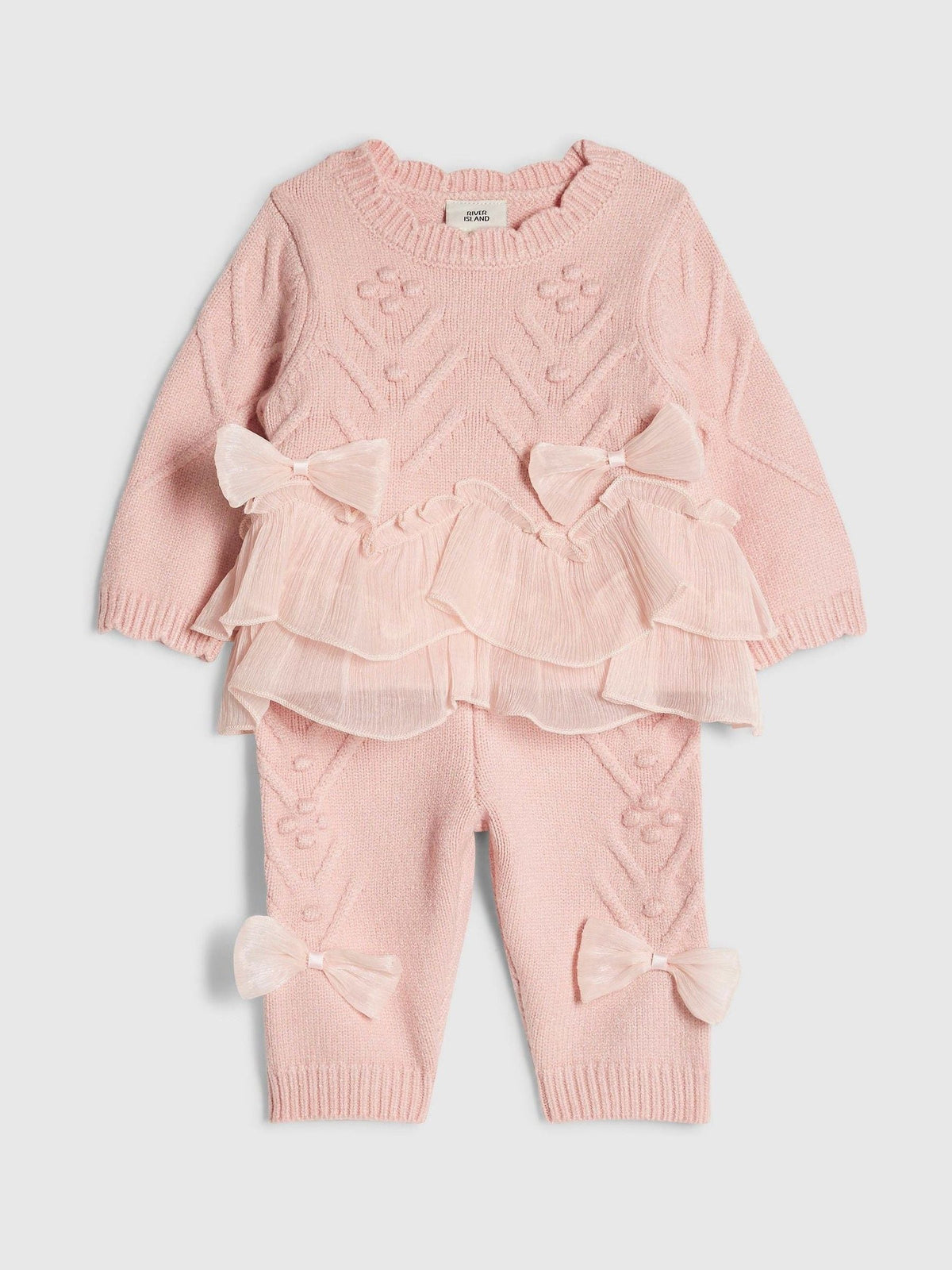 River Island Pink Bow Tulle Knit Legging Set - image 3