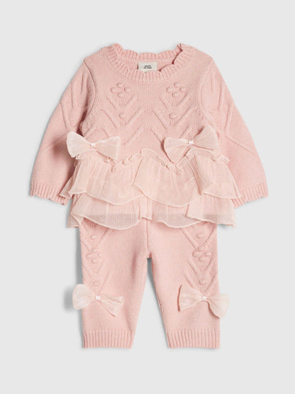 River Island Pink Bow Tulle Knit Legging Set - image 3