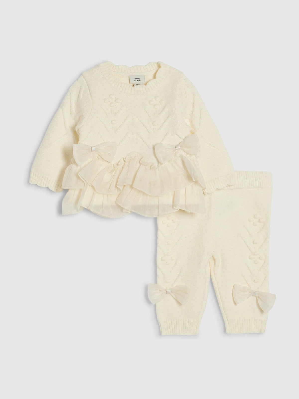 River Island Cream Bow Tulle Knit Leggings Set - image 1