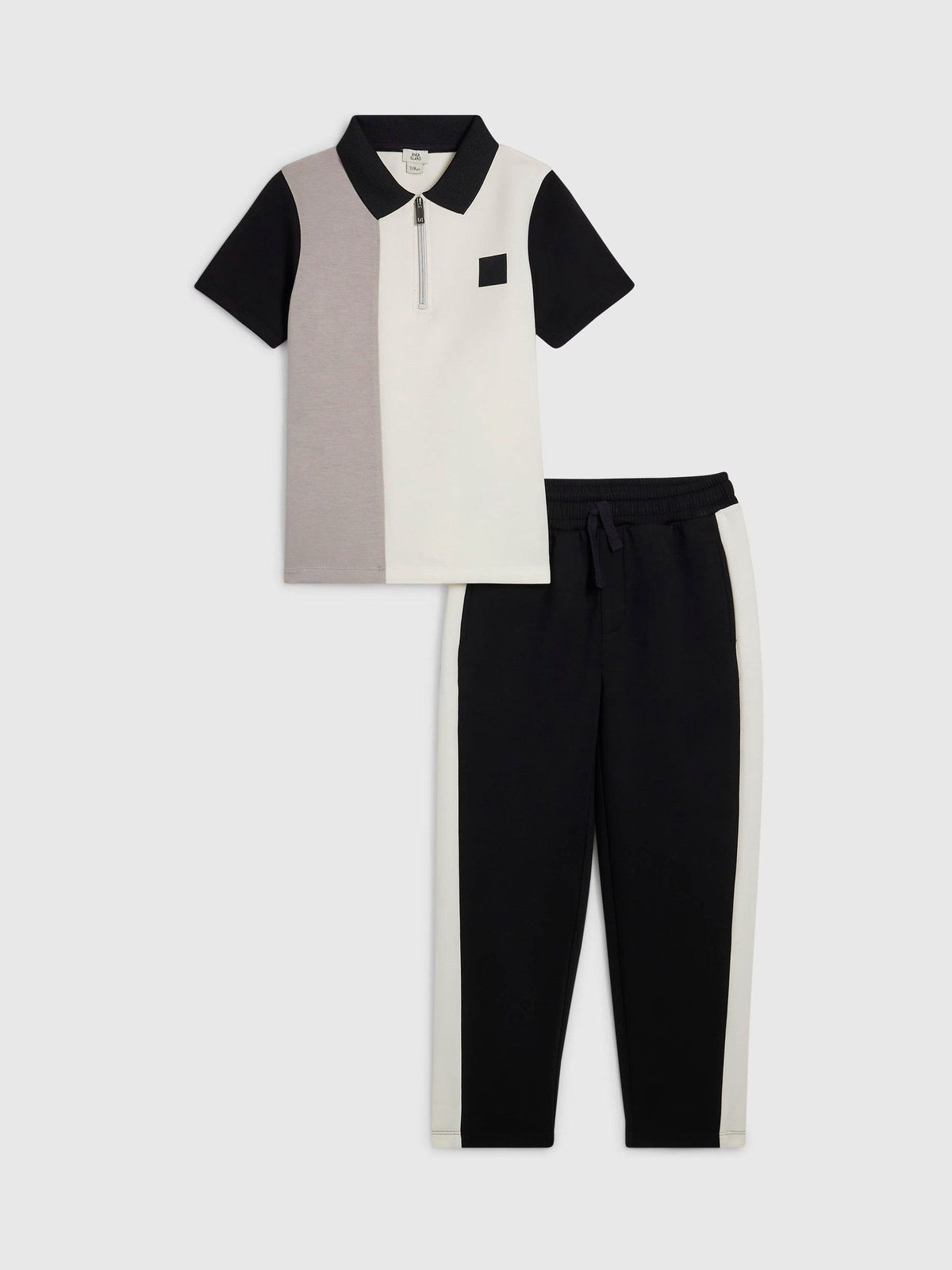 River Island Black Slim Fit Polo Shirt & Joggers Set - image 1