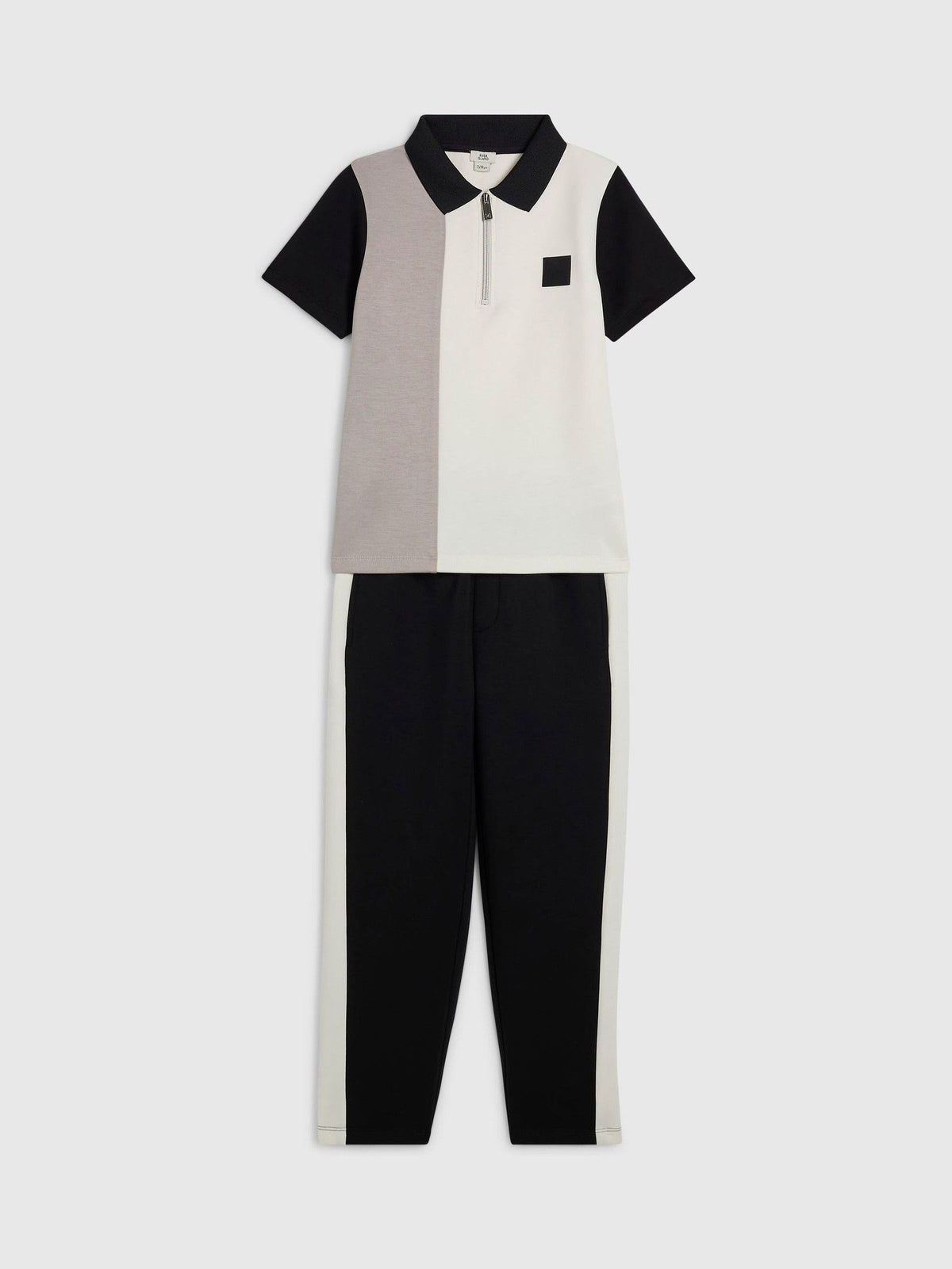 River Island Black Slim Fit Polo Shirt & Joggers Set - image 3