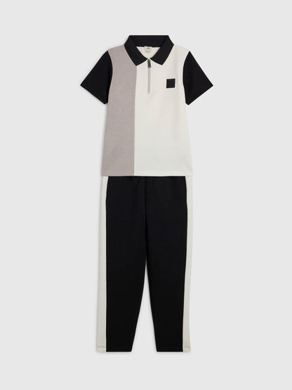 River Island Black Slim Fit Polo Shirt & Joggers Set - image 3