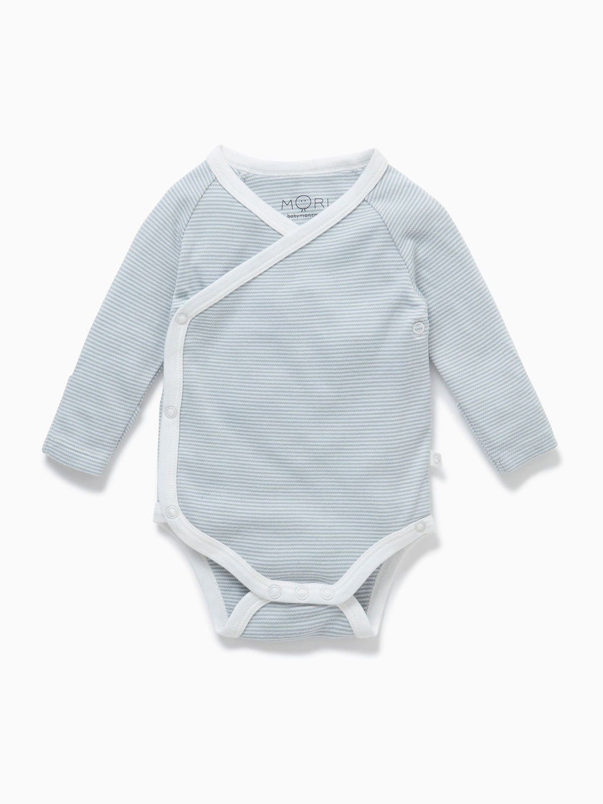 Dsiney Kidz - MORI Blue Stripe Long Sleeve Supersoft Kimono Bodysuit image 3