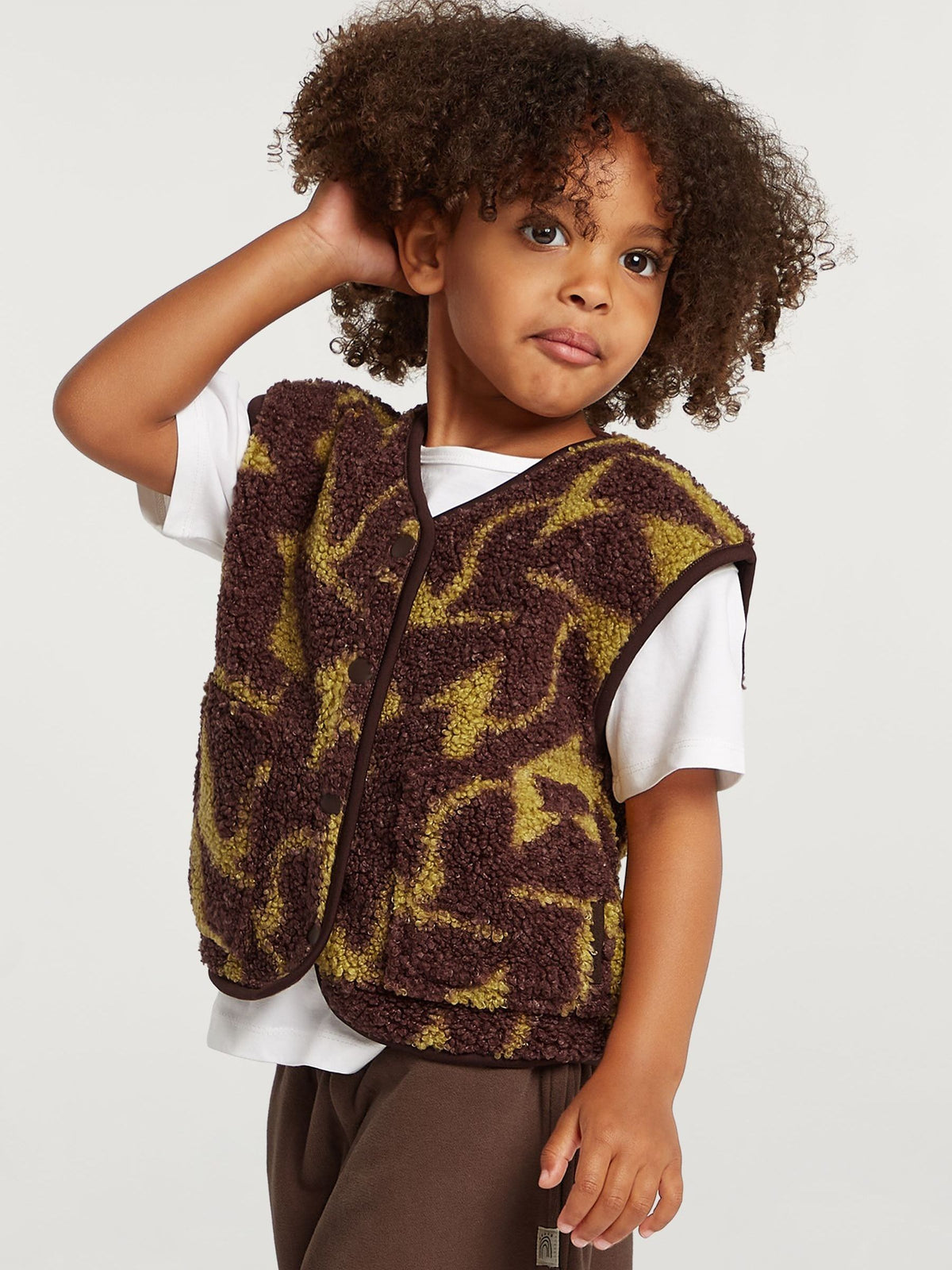 4th Arq Brown/Green Kids Borg Gilet - image 1