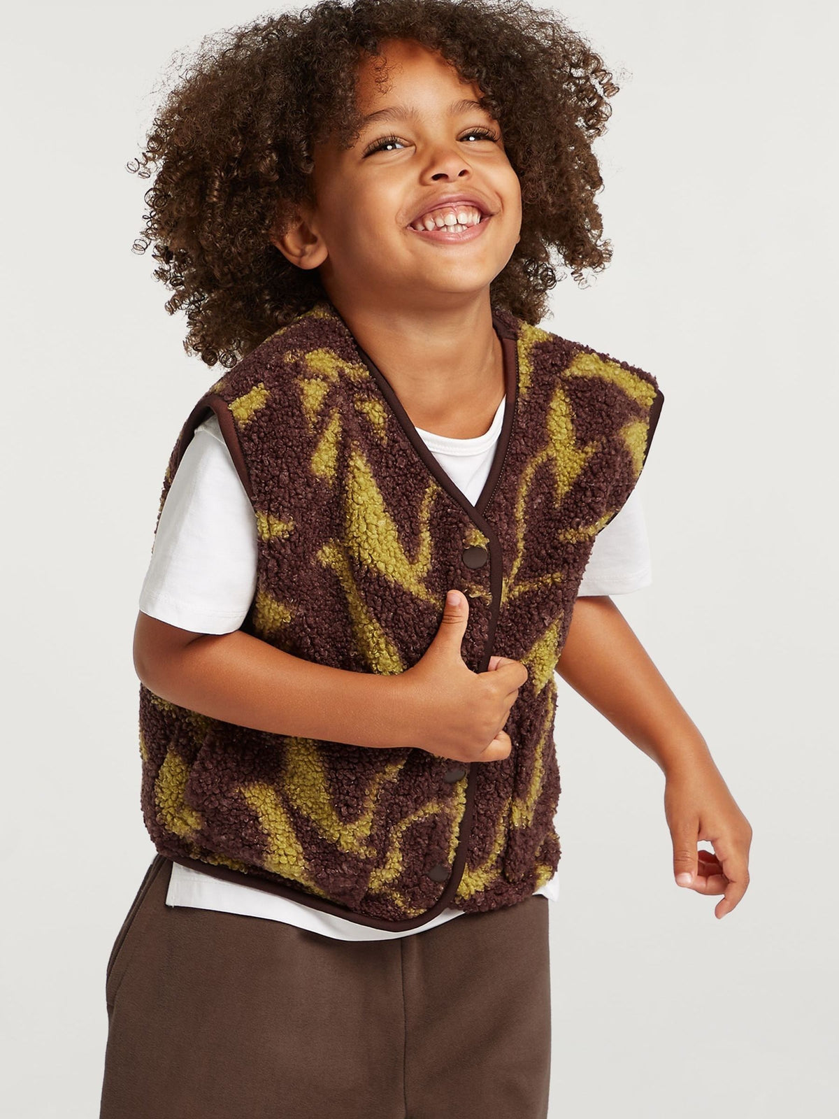 4th Arq Brown/Green Kids Borg Gilet - image 2