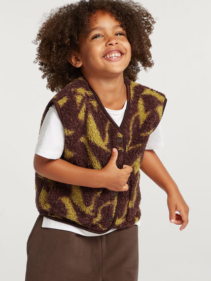 4th Arq Brown/Green Kids Borg Gilet - image 2