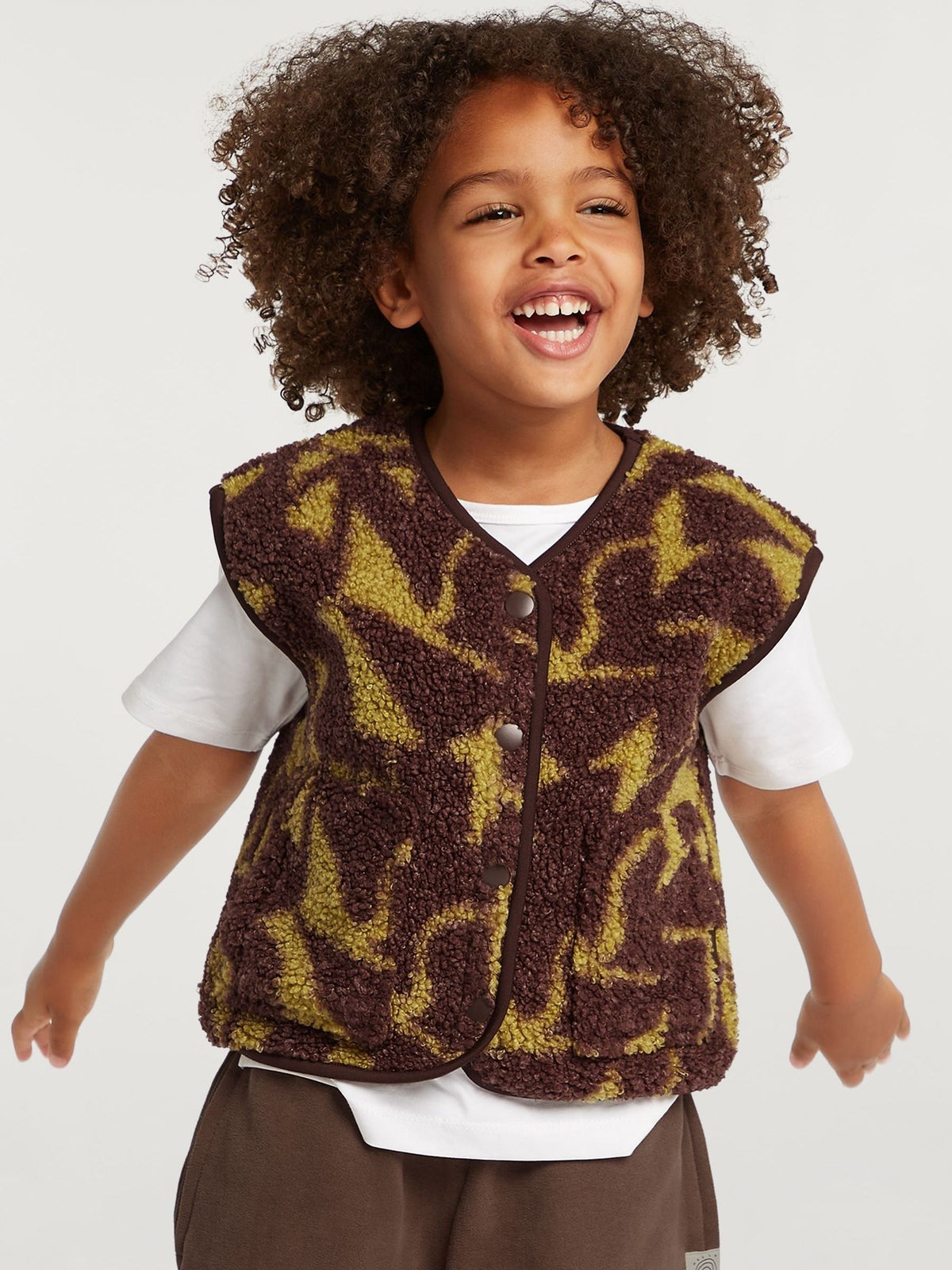 4th Arq Brown/Green Kids Borg Gilet - image 3