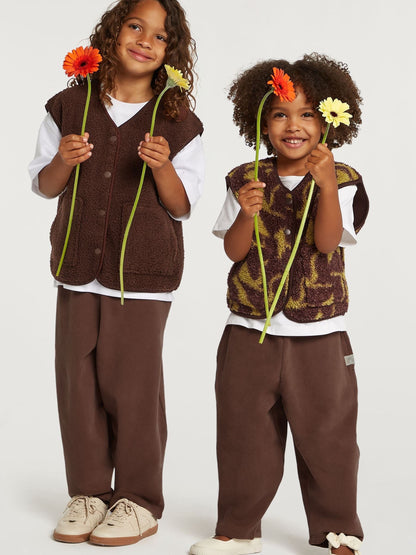 4th Arq Brown/Green Kids Borg Gilet - image 4