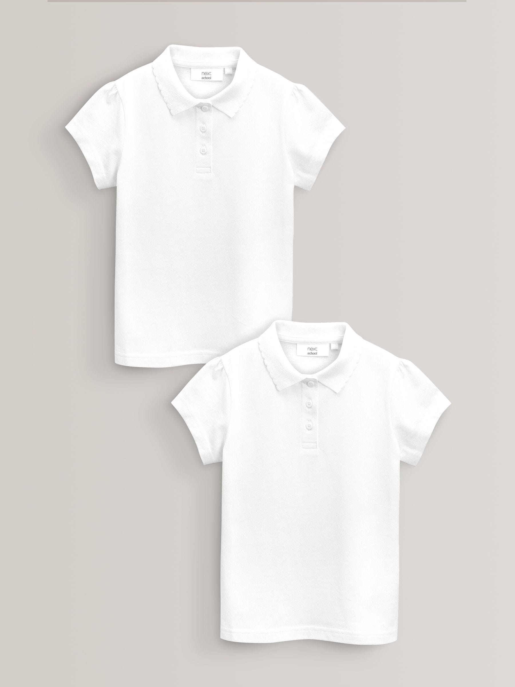 Dsiney Kidz - White Regular Fit Girls 2 Pack Cotton Short Sleeve Polo Shirts (3-16yrs) image 1