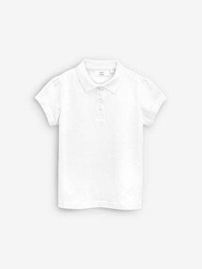 Dsiney Kidz - White Regular Fit Girls 2 Pack Cotton Short Sleeve Polo Shirts (3-16yrs) image 2