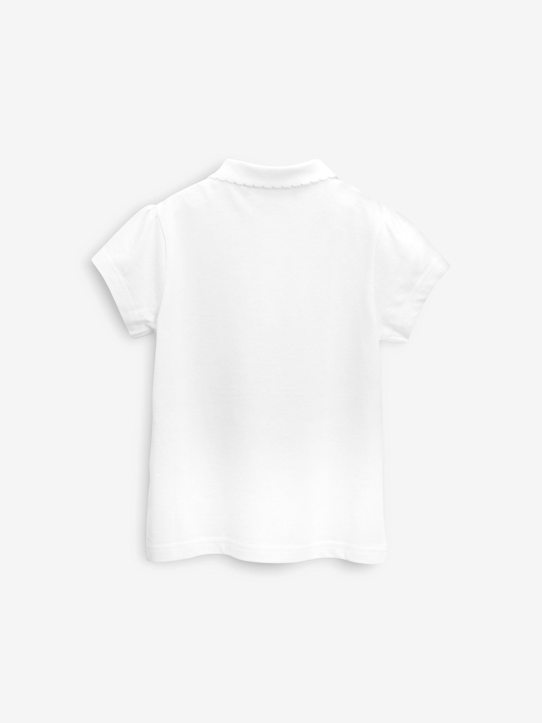 Dsiney Kidz - White Regular Fit Girls 2 Pack Cotton Short Sleeve Polo Shirts (3-16yrs) image 3