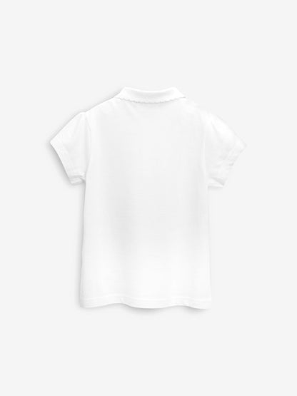 Dsiney Kidz - White Regular Fit Girls 2 Pack Cotton Short Sleeve Polo Shirts (3-16yrs) image 3