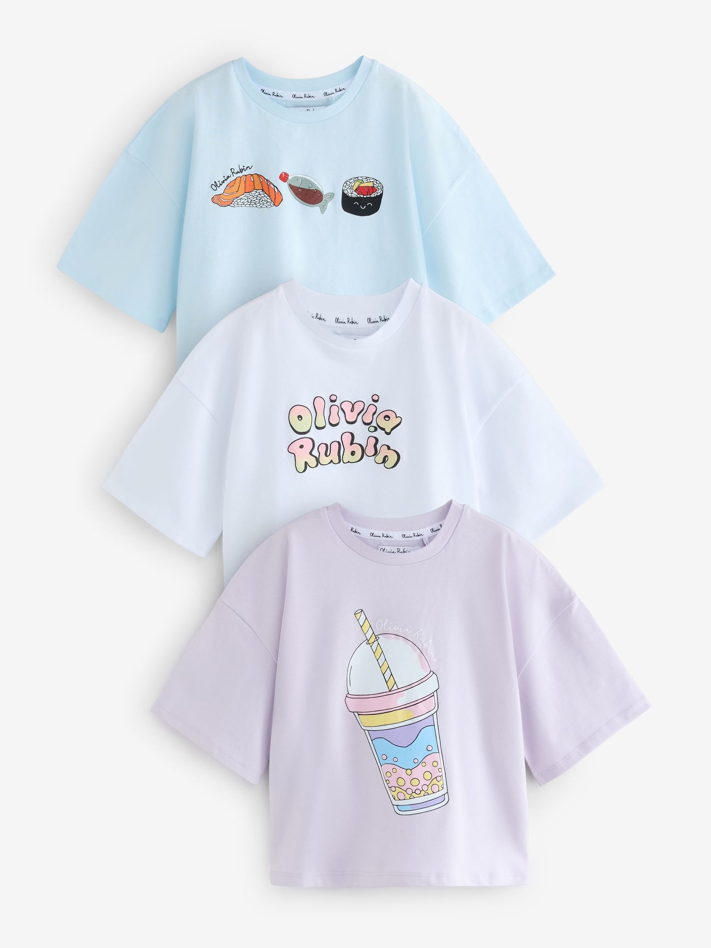 Dsiney Kidz - Olivia Rubin Boxy Fit Sushi Graphic T-Shirts 3 Pack image 1