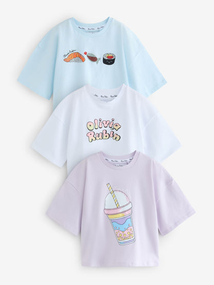 Dsiney Kidz - Olivia Rubin Boxy Fit Sushi Graphic T-Shirts 3 Pack image 1