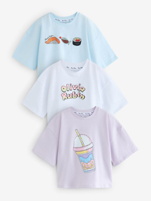 Dsiney Kidz - Olivia Rubin Boxy Fit Sushi Graphic T-Shirts 3 Pack image 1