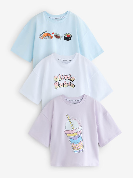 Dsiney Kidz - Olivia Rubin Boxy Fit Sushi Graphic T-Shirts 3 Pack image 1