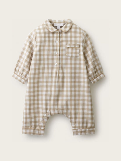 Dsiney Kidz - The White Company Natural Brushed Gingham Sleepsuit image 1