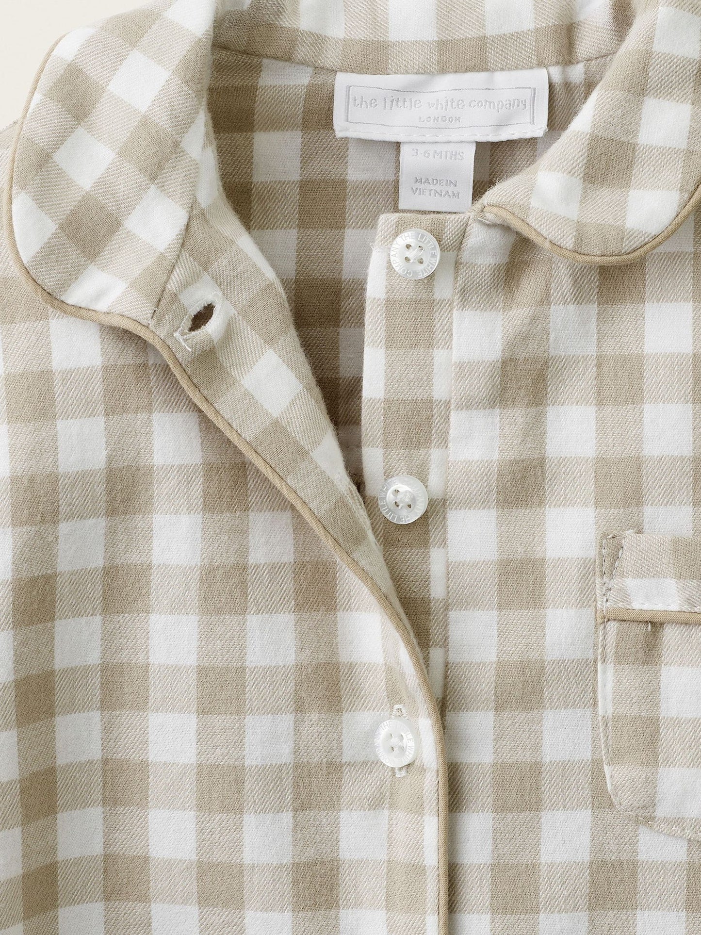 Dsiney Kidz - The White Company Natural Brushed Gingham Sleepsuit image 4