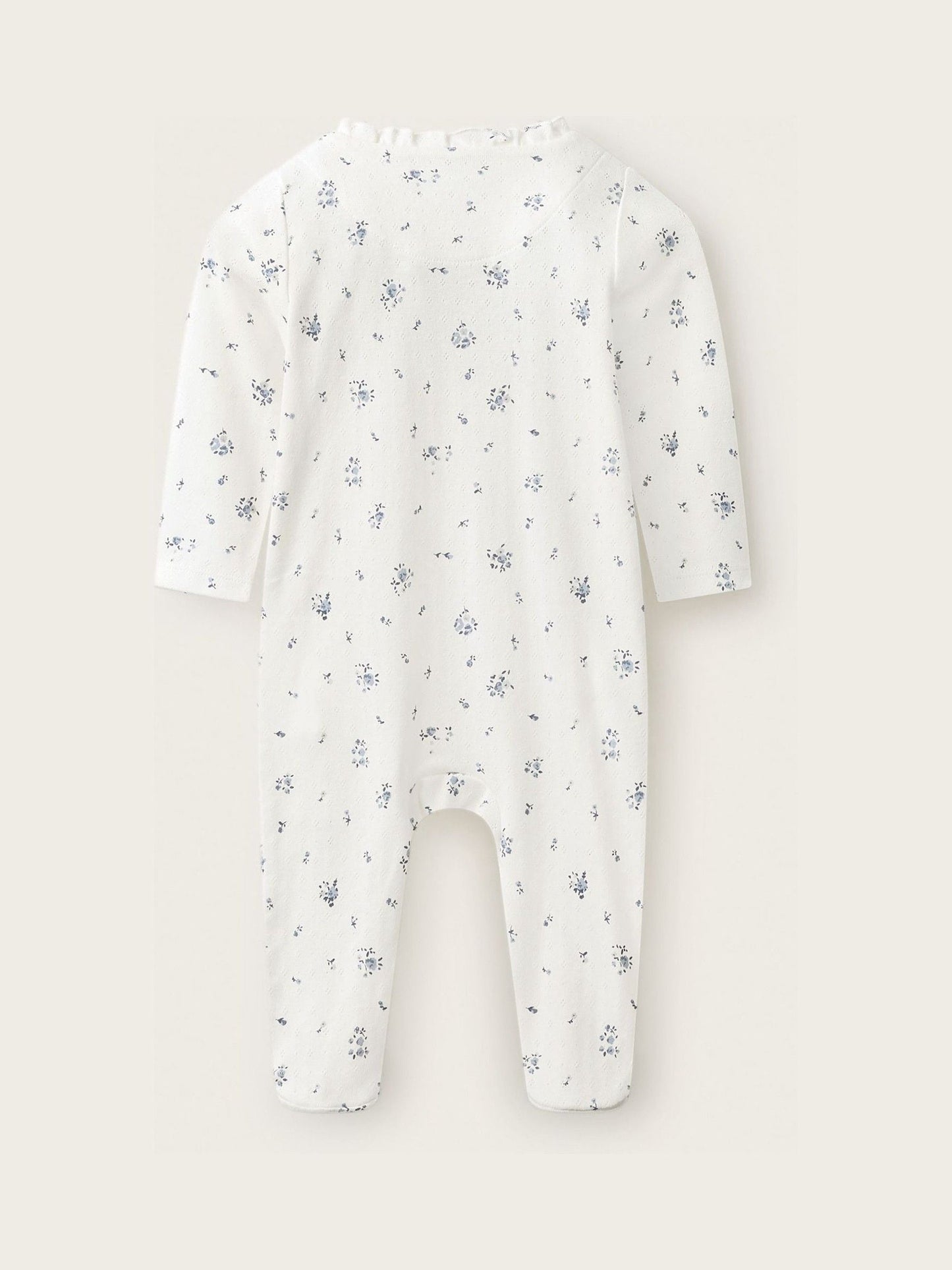 Dsiney Kidz - The White Company Blue Pointelle Minnie Floral Frill Wrap Sleepsuit image 2