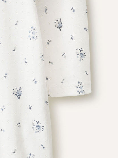 Dsiney Kidz - The White Company Blue Pointelle Minnie Floral Frill Wrap Sleepsuit image 3