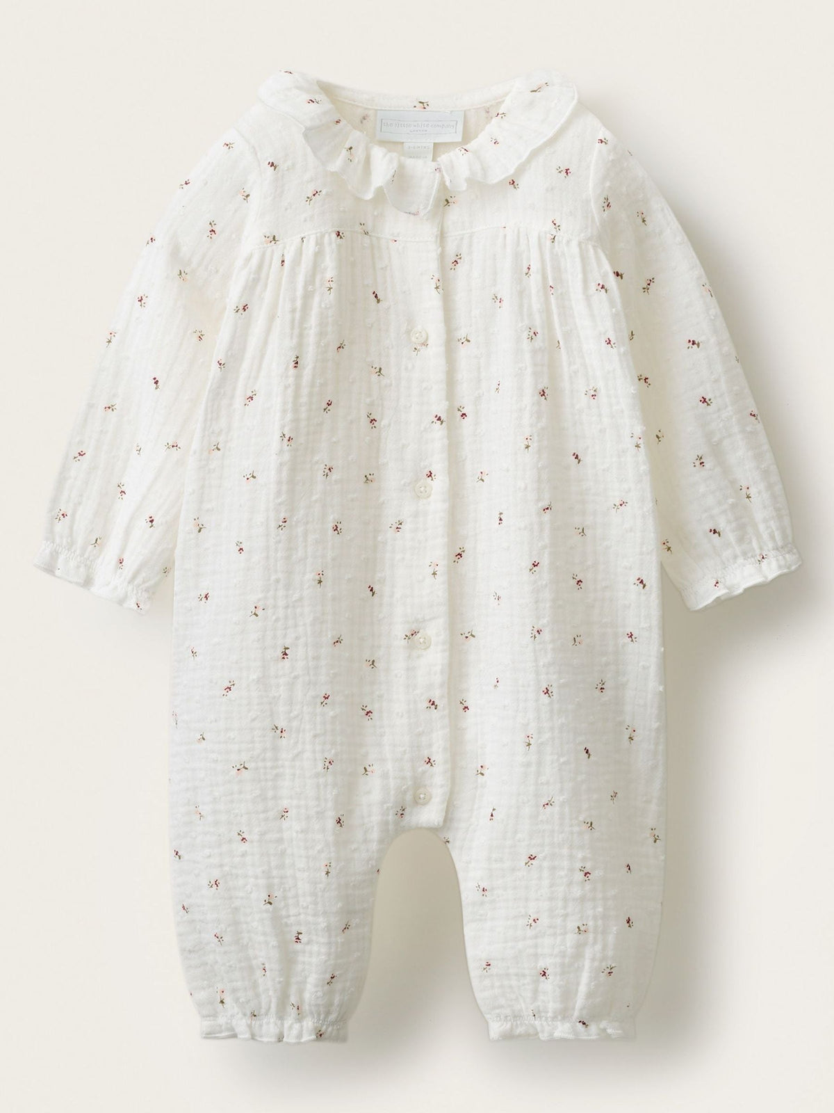 The White Company Cream Double  Ines Floral Frill Neck Sleepsuit - image 1