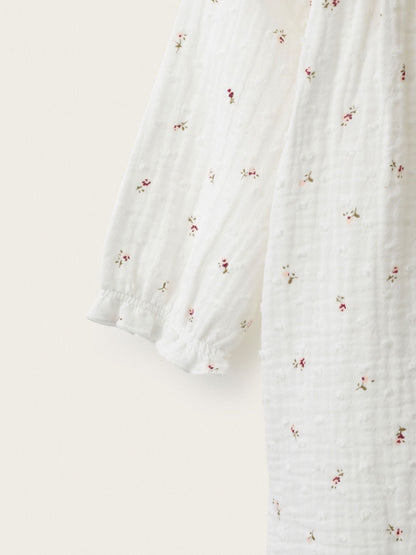 The White Company Cream Double  Ines Floral Frill Neck Sleepsuit - image 3