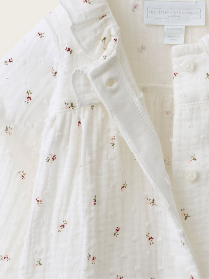 The White Company Cream Double  Ines Floral Frill Neck Sleepsuit - image 4