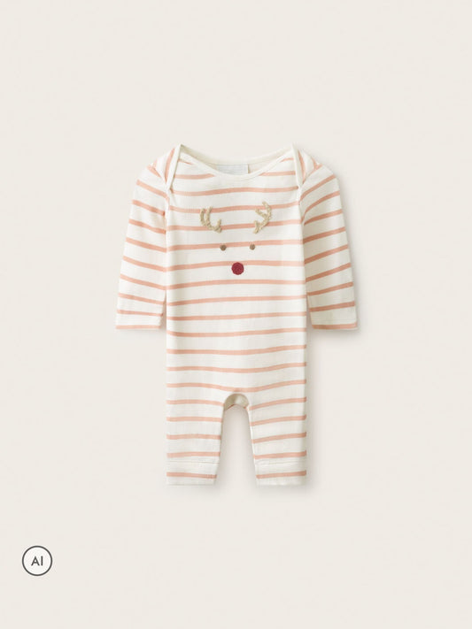 The White Company Pink Jingles Pink Stripe Romper - image 1
