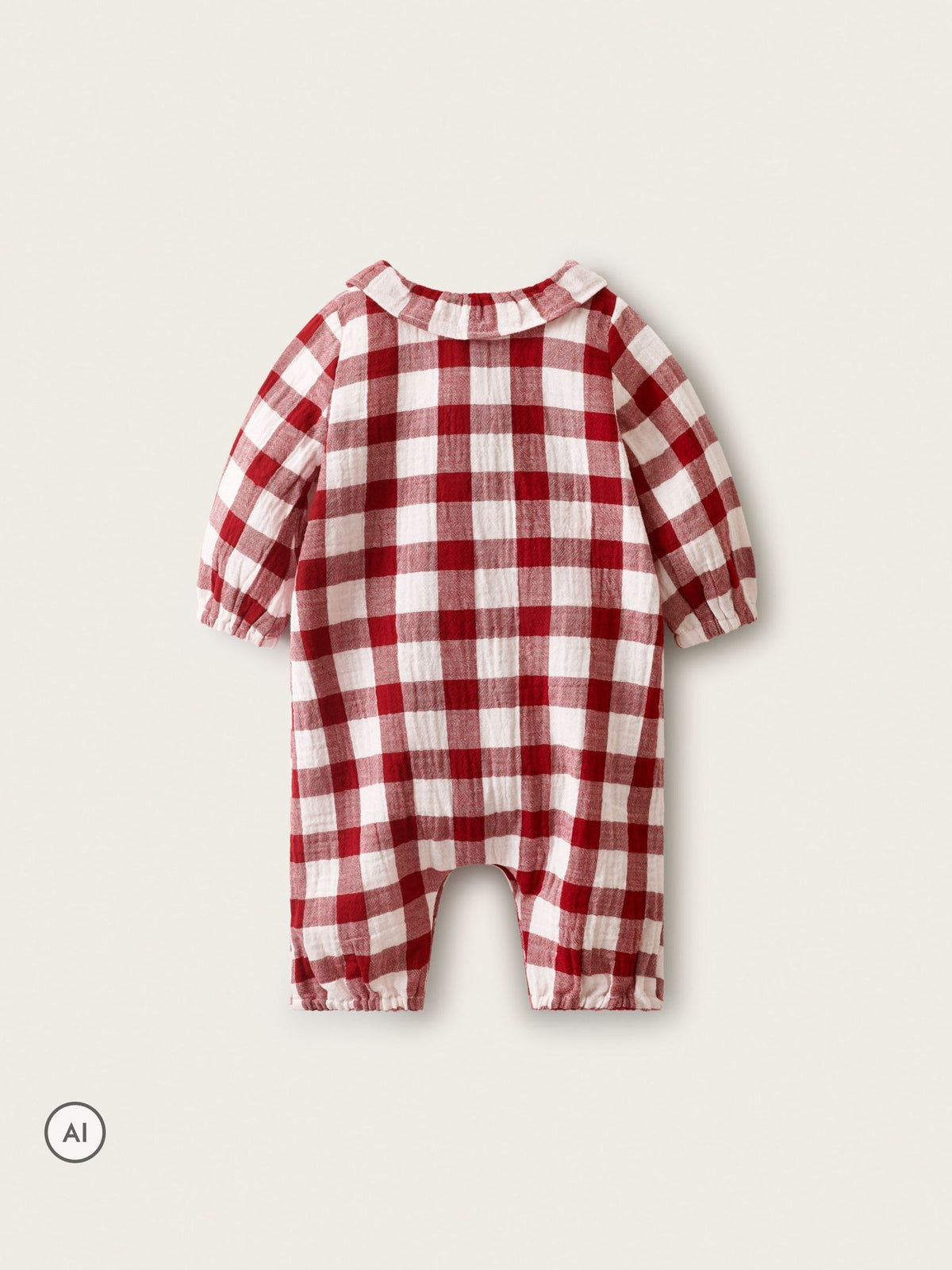The White Company Red Double  Gingham Bubble Romper - image 2