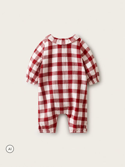The White Company Red Double  Gingham Bubble Romper - image 2