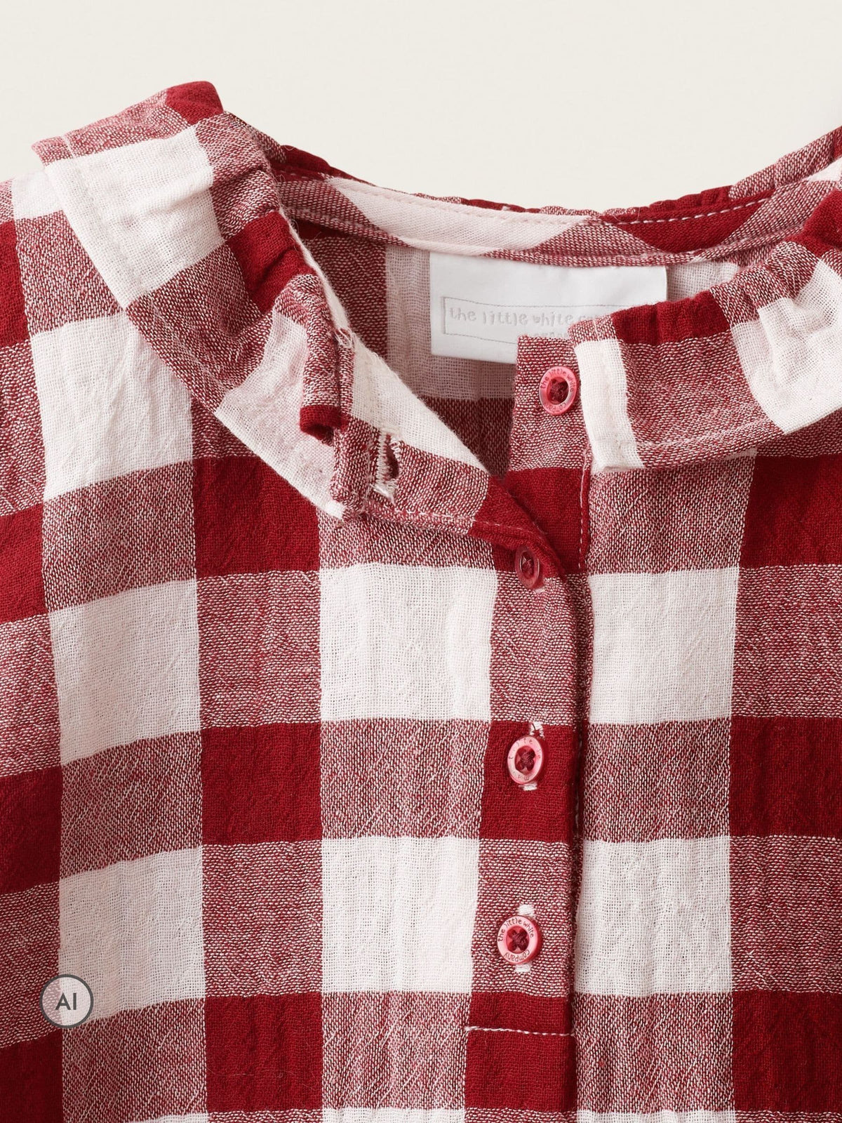 The White Company Red Double  Gingham Bubble Romper - image 3