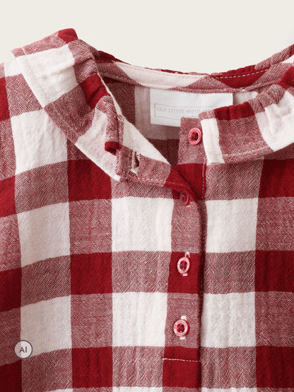 The White Company Red Double  Gingham Bubble Romper - image 3