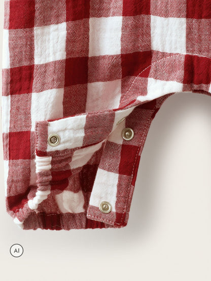 The White Company Red Double  Gingham Bubble Romper - image 4