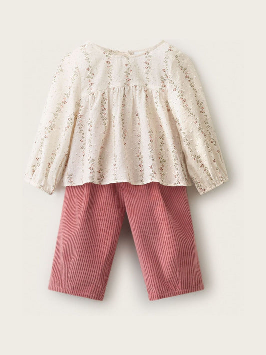 Dsiney Kidz - The White Company Pink Clementine Floral Top & Trousers Set image 1