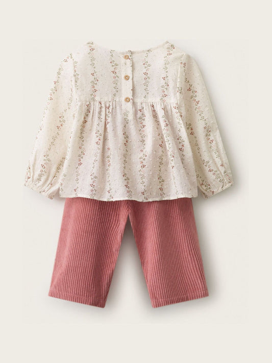 Dsiney Kidz - The White Company Pink Clementine Floral Top & Trousers Set image 2